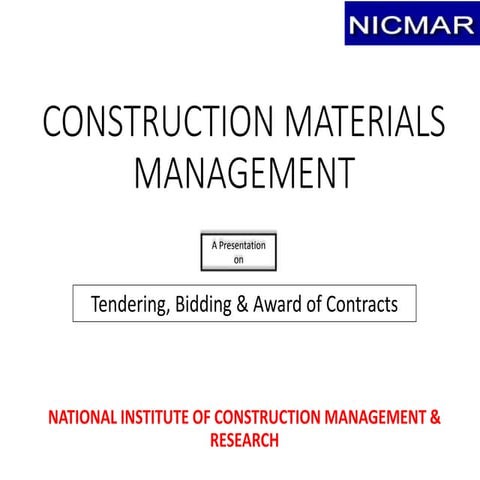 Tendering Bidding & Award of Contract Final Draft