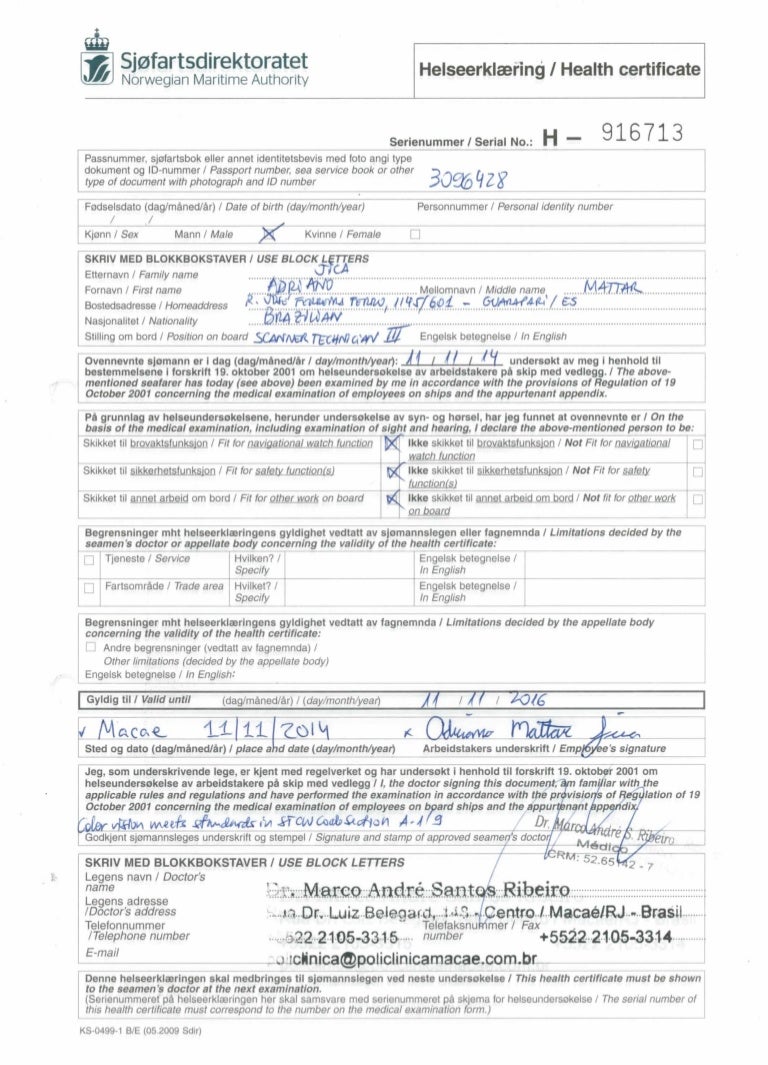 Norwegian Medical Cert ( Adriano).PDF