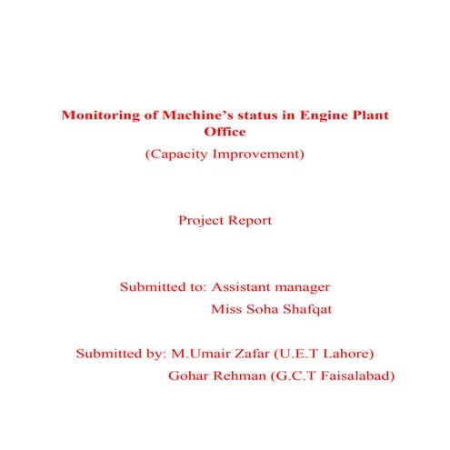 Monitoring of Machine stausss