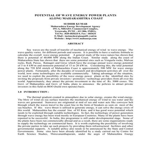 Wave Potential in Maharashtra