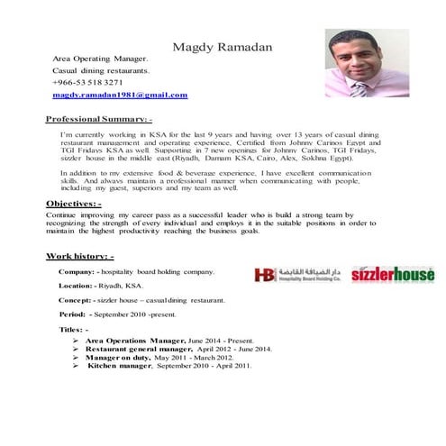Magdy Ramadan's updated CV.