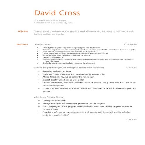 David CrossResume