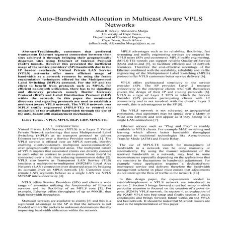 Auto-Bandwidth Allocation in Multicast Aware VPLS Netowrks