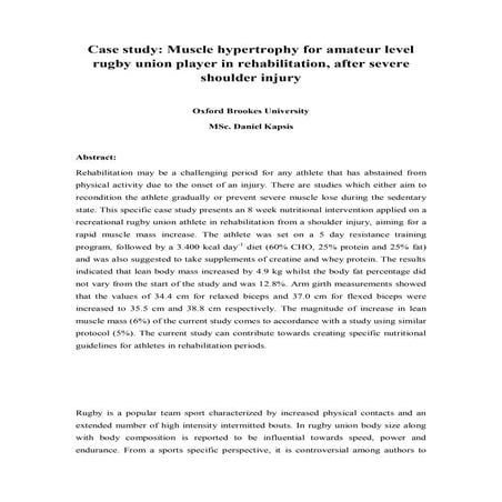 Case study for rugby athlete in rehabilitation