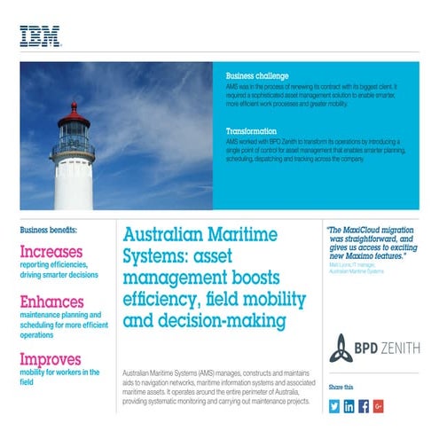 BPD Zenith Maximo Case Study - Australian Maritime Systems