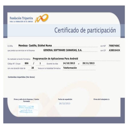 Mendoza  Castillo Eickhel Numa