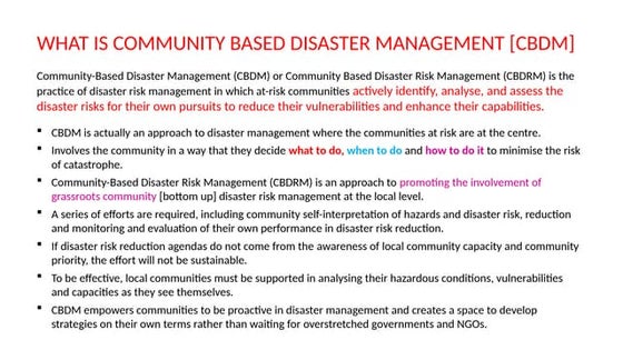 Community based disaster risk management approaches | PPTX