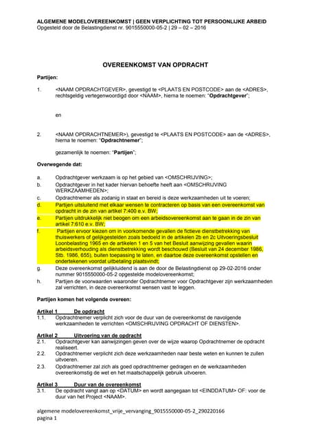 Model vaststellingsovereenkomst WWZ | PDF