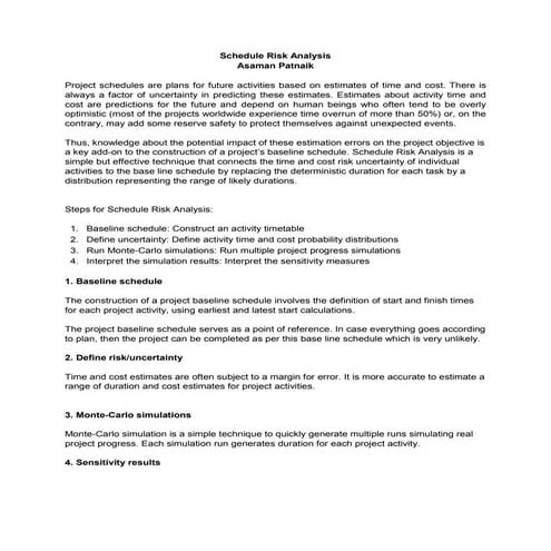 Blog Cost and Schedule Risk Analysis