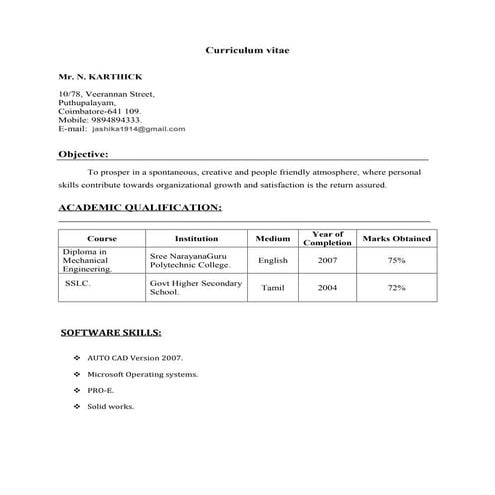 karthick resume | PDF