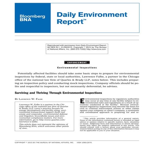 Regulatory Inspection Preparedness Training | PDF