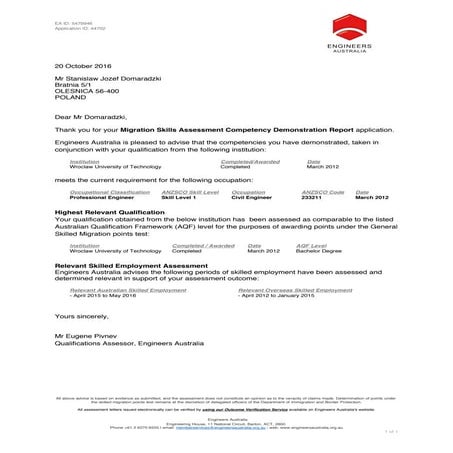 161019 MSA CDR Outcome Letter for 5479946 | PDF
