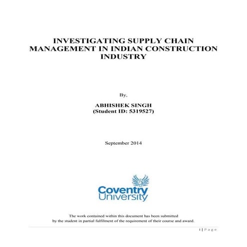 Investigating SCM in Indian Construction Industry
