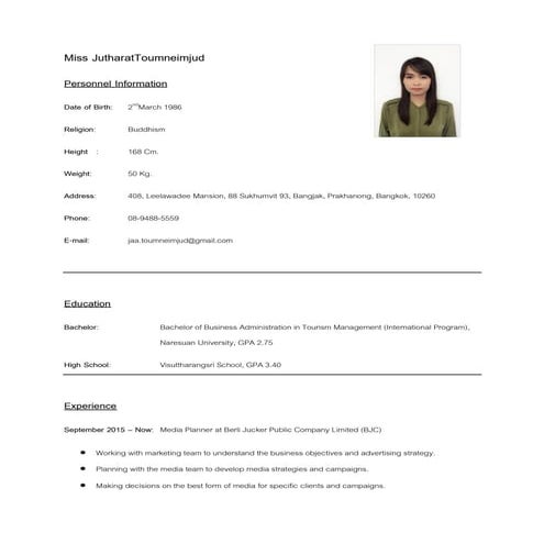 Jutharat's Resume