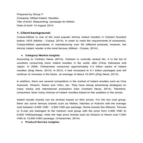 Miliketcreativebrief