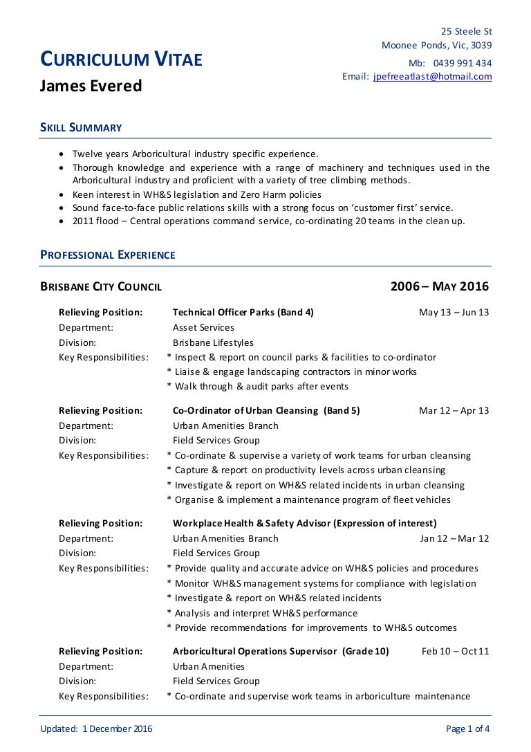 New Resume J Evered Arboriculture Bcc 161115