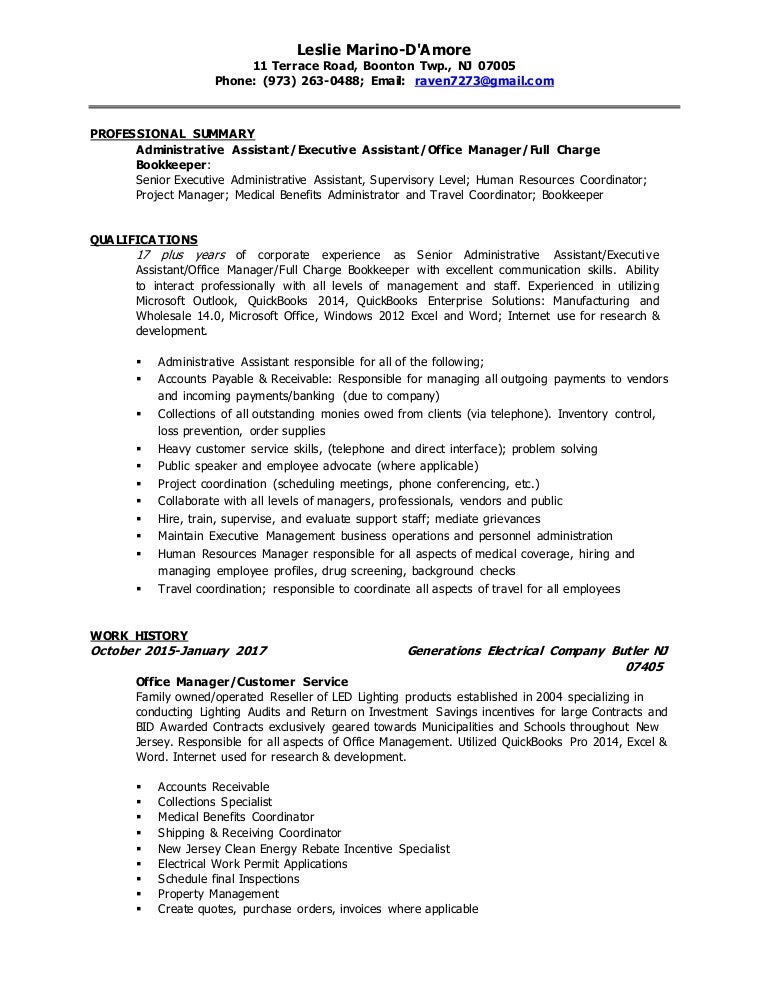 professional summary for administrative assistant