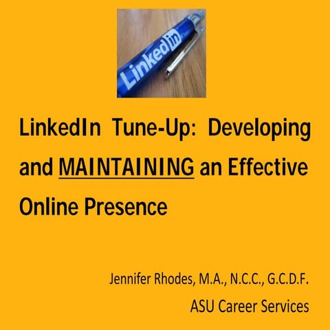 LinkedIn Presentation--In Minutes a Day Format Alumni Breakfast