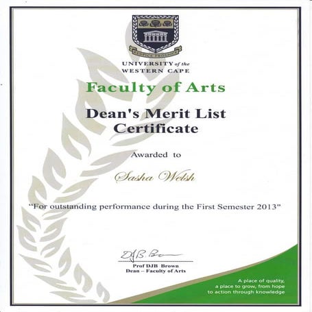 Merit Award 1st Semester 2013 | PDF