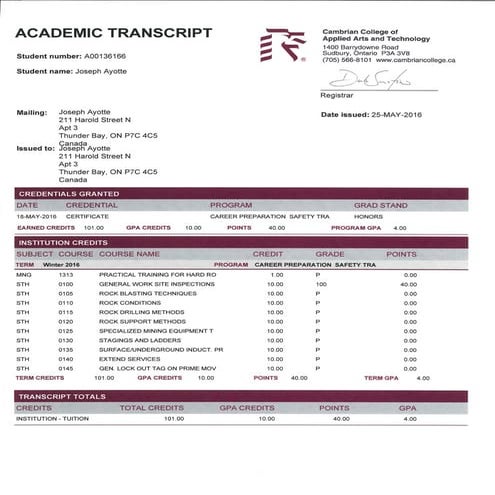 Acemdic Transcript | PDF
