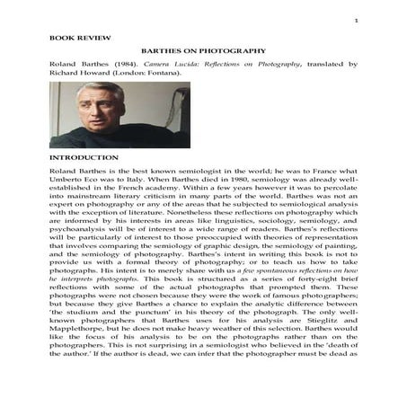 Review of Roland Barthes's Camera Lucida | DOCX
