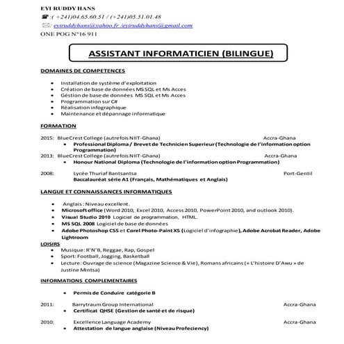Eyi ruddy CV(Francais IT )