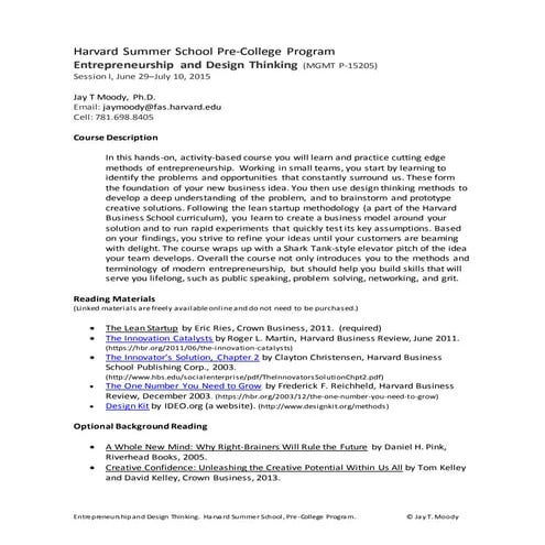 Syllabus - Entrepreneurship and Design Thinking