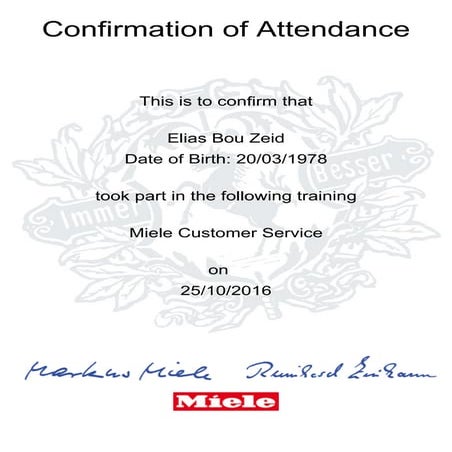 MieleGenerateCert miele customer service