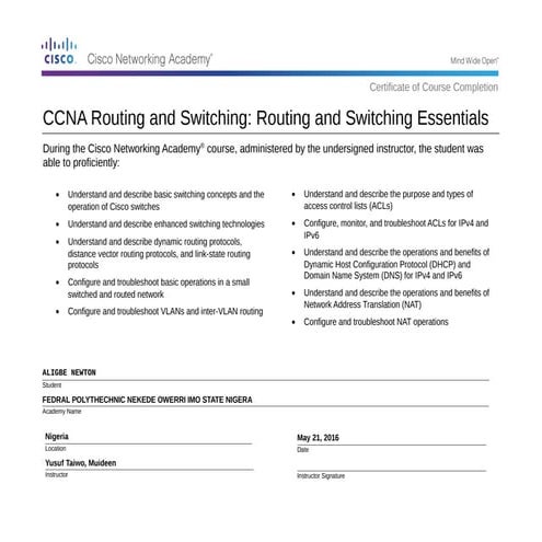 newton ccna routing and switching essentials | PDF
