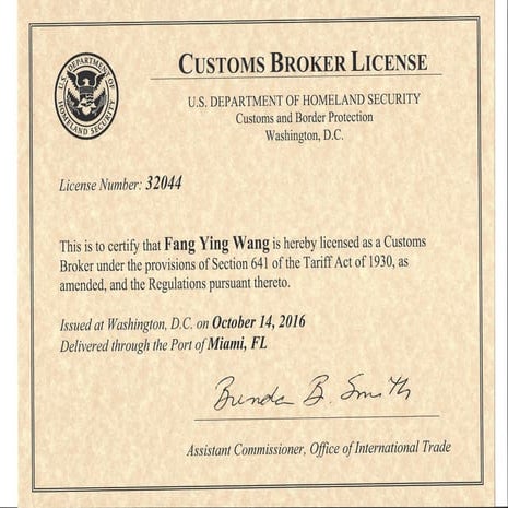 US CUSTOMS BROKER LICENSE LOOKUP visual data 2