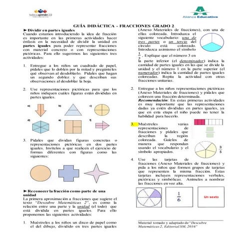 Guía didáctica fracciones grado 2