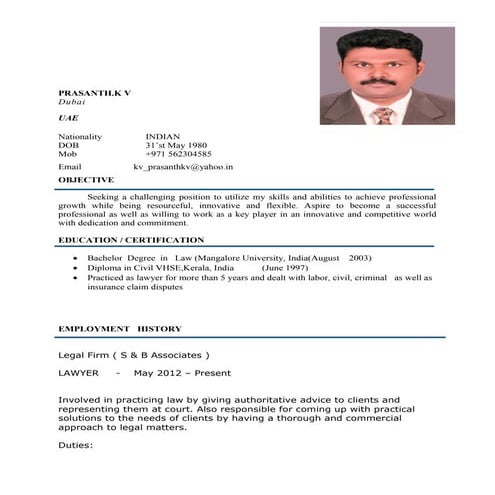 Prasanth CV legal