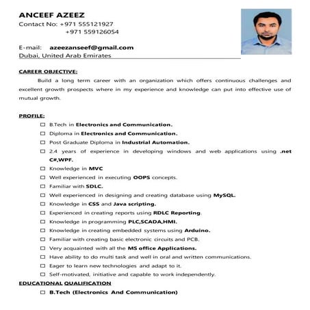 ANCEEF AZEEZ DUBAI CV