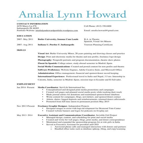 Amalia Lynn Howard Resume 2015.2