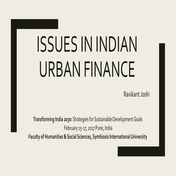 Issues in indian urban finance