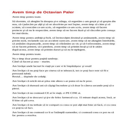 Avem timp de Octavian Paler