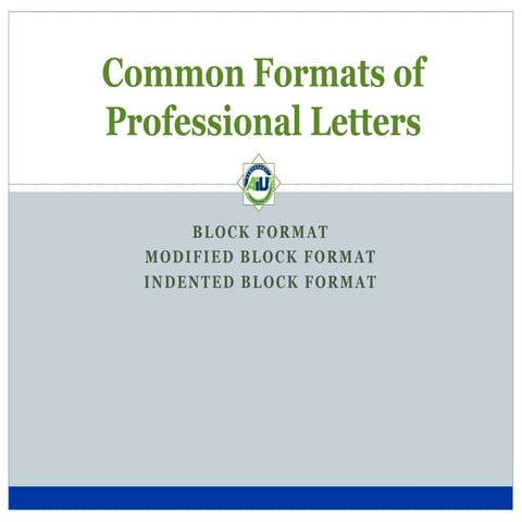 Formats of Professional Letters