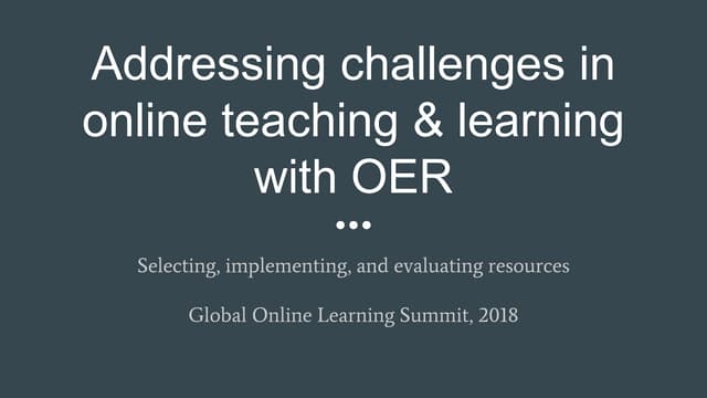 Teaching and Learning with OER