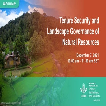 Tenure Security and Landscape Governance of Natural Resources