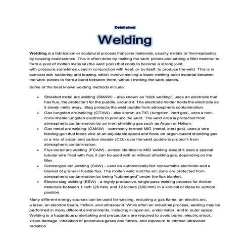 Welding (WorkShop) Assig # 1