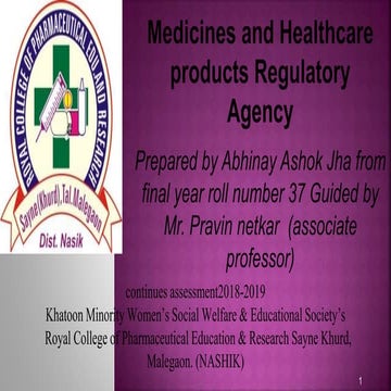 Medicines And Healthcare Products Regulatory Agency Pptx