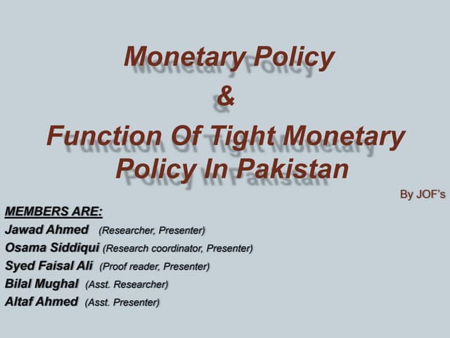 Monetary Policy Of Pakistan 2013-14