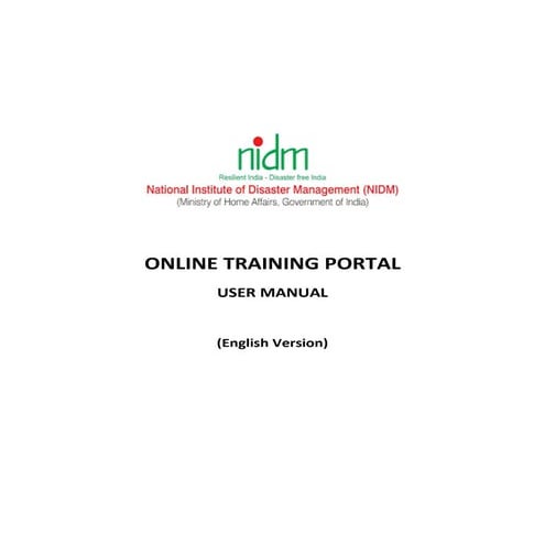 NIDM TRAINING PORTAL USER MANUAL 