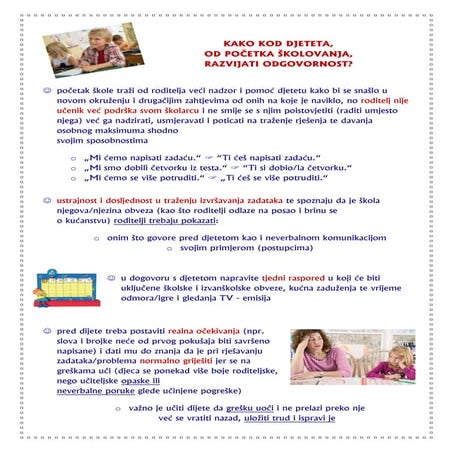 KAKO KOD DJETETA,  OD POČETKA ŠKOLOVANJA,  RAZVIJATI ODGOVORNOST? 