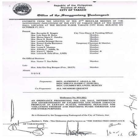 Tabaco City Smoke-Free Ordinance