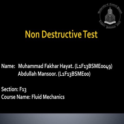 Non destructive testing