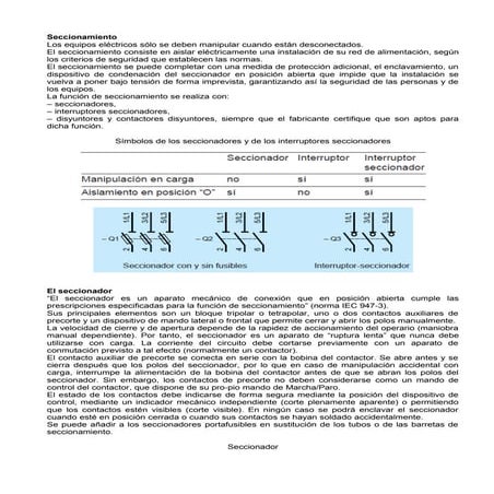 seccionamiento asociación de aparatos la coordinación