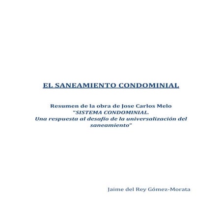 El Saneamiento Condominial