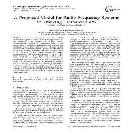 A Proposed Model for Radio Frequency Systems to Tracking Trains via GPS