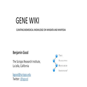 Gene Wiki and Wikimedia Foundation SPARQL workshop